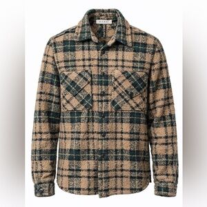 MNML Plaid Shacket Jacket |‎ Green & Tan | Button Front | Size M